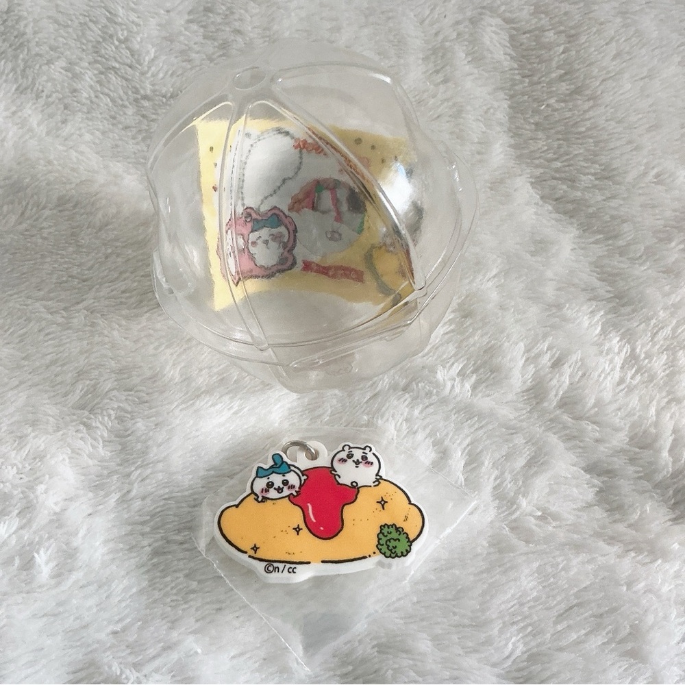 New chiikawa Gachapon mini Omelette Rice soft rubber marker charm for umbrella